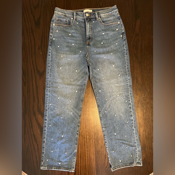 LOFT Blue Studded Women's Straight Leg Jeans - Picture 1 of 3